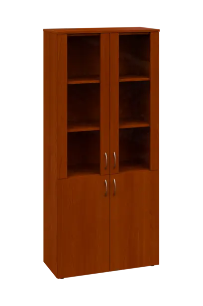 CLE 5 - 8VS skříň léková, 4-dveřová, sklo čiré v liště, výsuvná deska, 2x zámek, 1800x800x400, třešeň šumavská